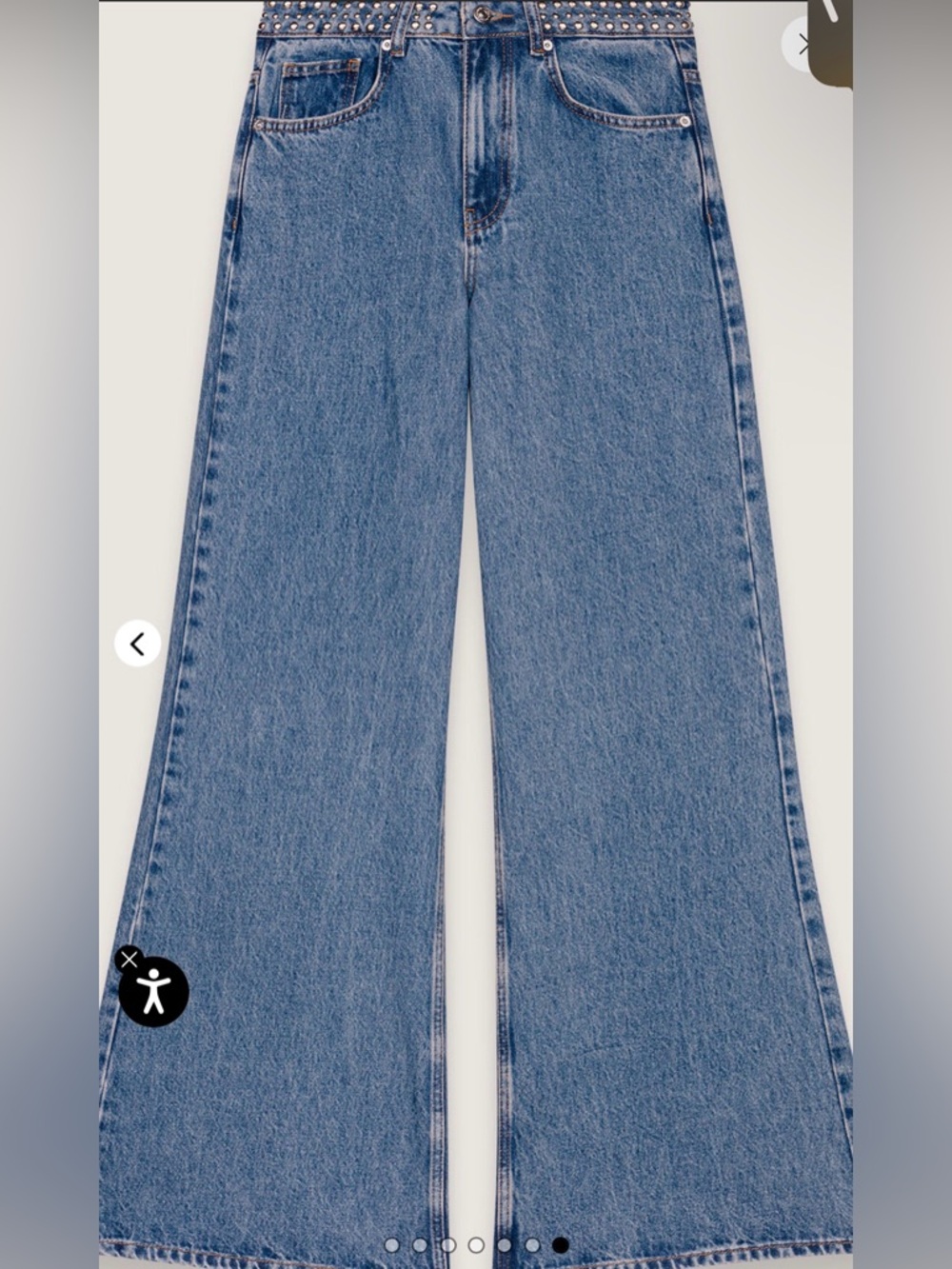 Flared jeans with studded waistband